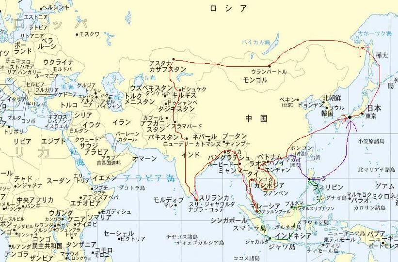 世界地図 ルート 旅行計画メモ
